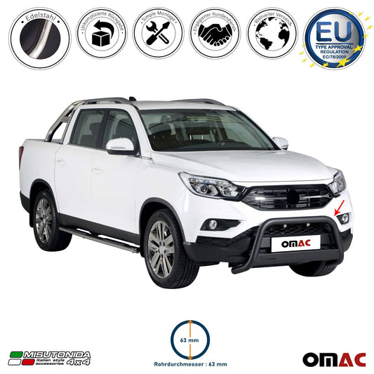 Bară de protecție/buton față pentru Ssangyong Musso 2018-2025, ø63mm, oțel, negru