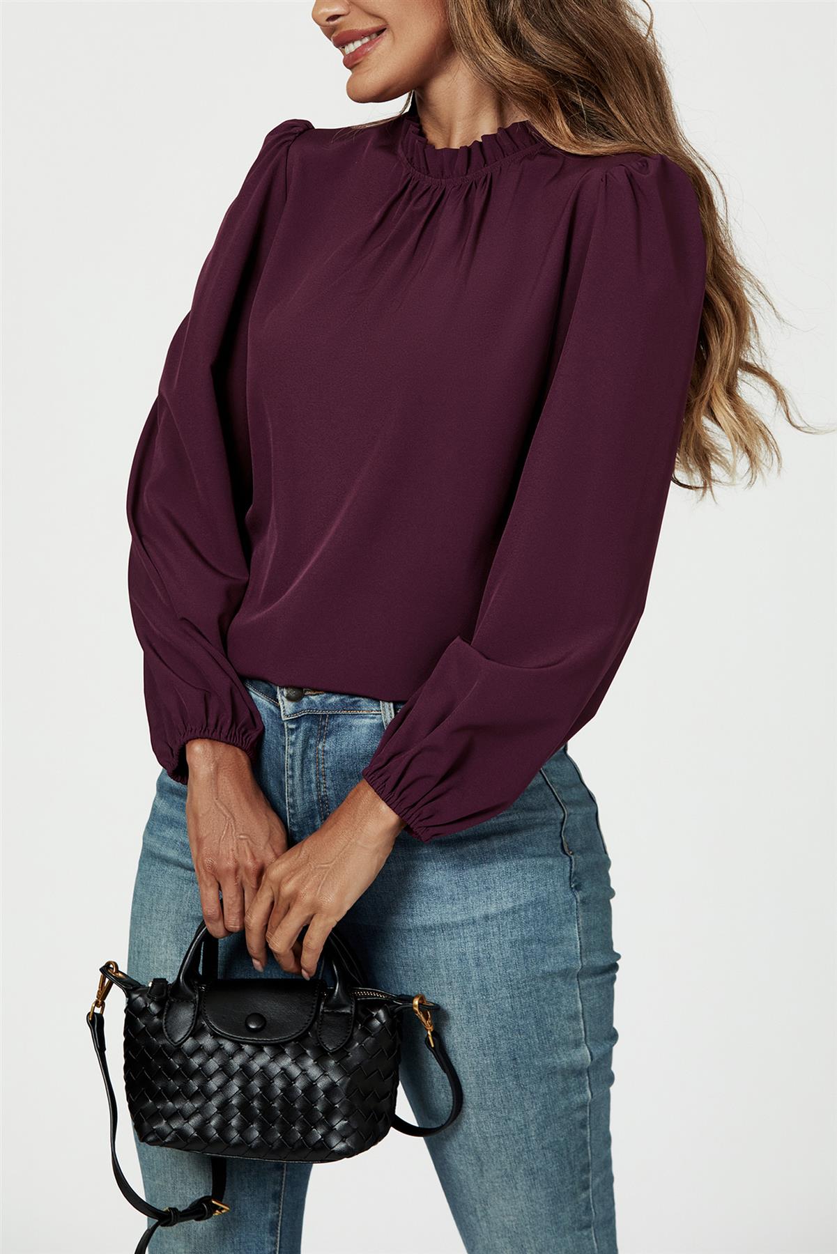 Braided Mini Top Handle Bag In Black