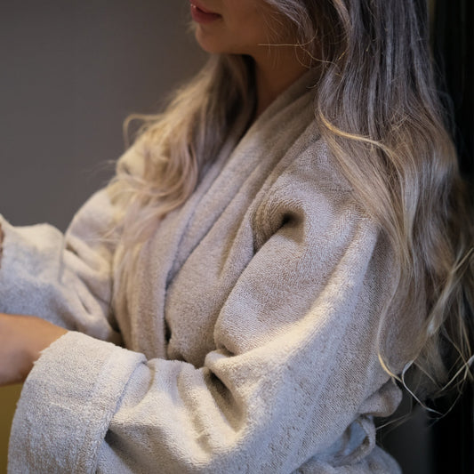 100% Organic Cotton Unisex Bathrobe - Beige