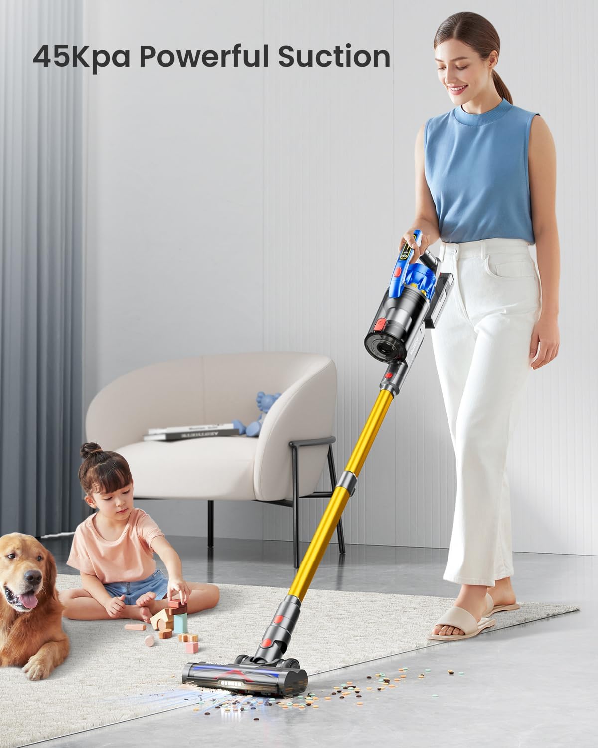 Cordl Vacuum Cleaner, 45Kpa 550W Vacuum Cleaners For Home, Max 70Mins Cordl Sti Vacuum With Led Screen, Dual Handle Anti-