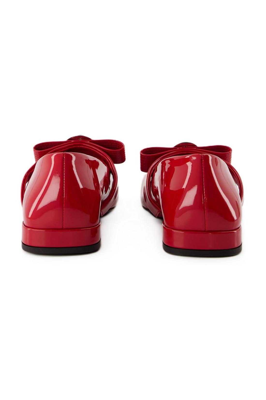 Flache Schuhe Gianni Ribbon - Versace - Leder - Rot