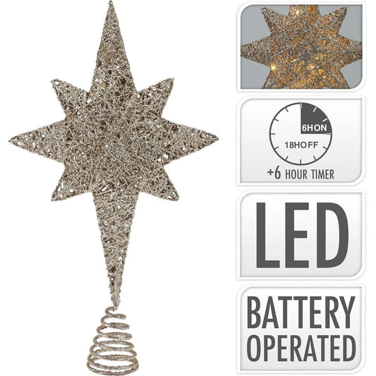 Meinposten Tannenbaumspitze Bronze LED - 10 LED, 2xAA, 35x20x4,5 cm