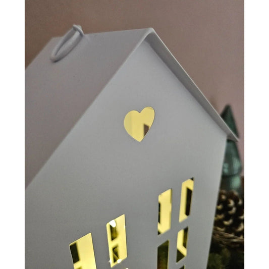 LumiCasa Laternenhaus Weißes Metall - Kap. 3er Set, Größe ca. 13 cm