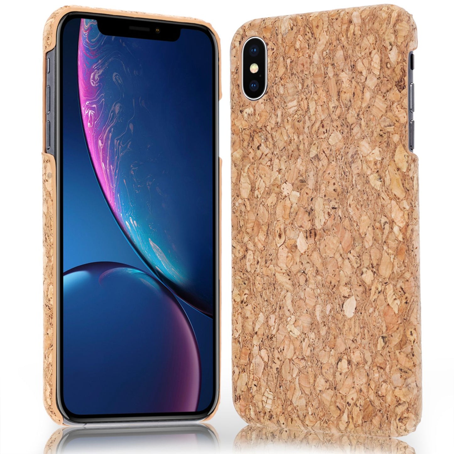 Husă de plută NALIA pentru iPhone XS Max, aspect de lemn natural