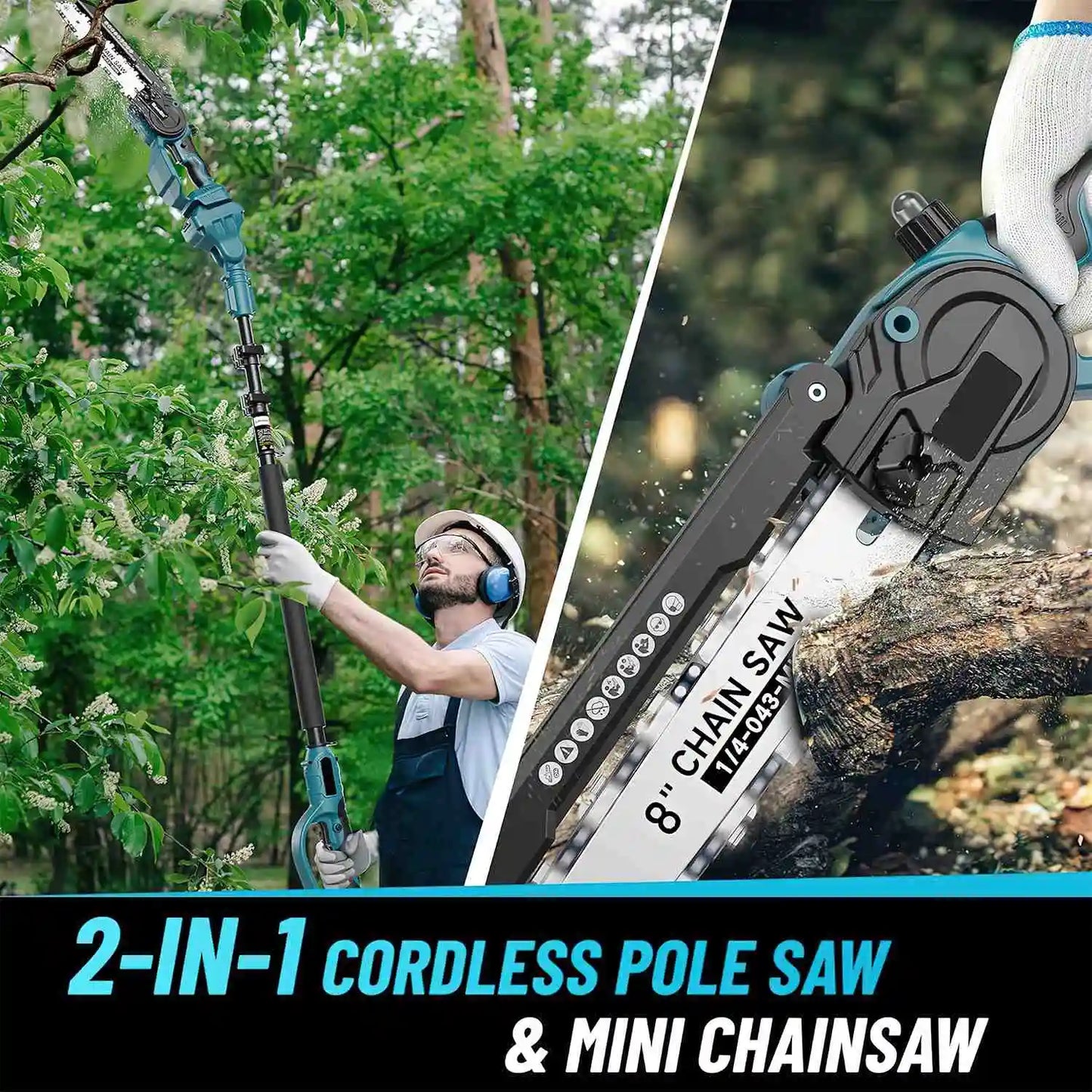 8 Inch Brushless Telescoping Pole Electric Chainsaw Scissors 2 IN 1 High Branch Saw Garden Pruning Tool For Makita 21V Battery