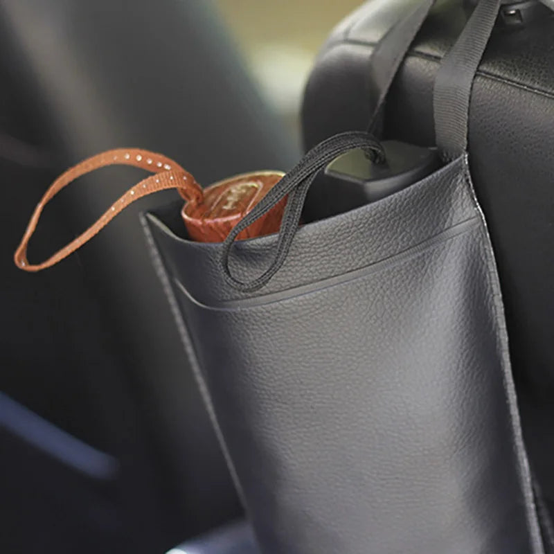 STONEGO Geantă de depozitare pentru umbrelă auto, din piele sintetică, impermeabilă, pentru spătarul scaunului auto, accesorii de curățare auto, economisește spațiu