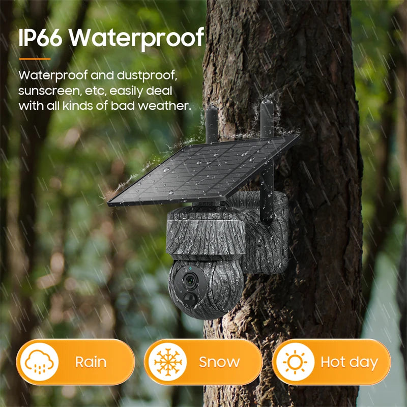 Cameră de vânătoare Elifetter 5MP solară 4G PTZ - 32GB 12W 90 grade