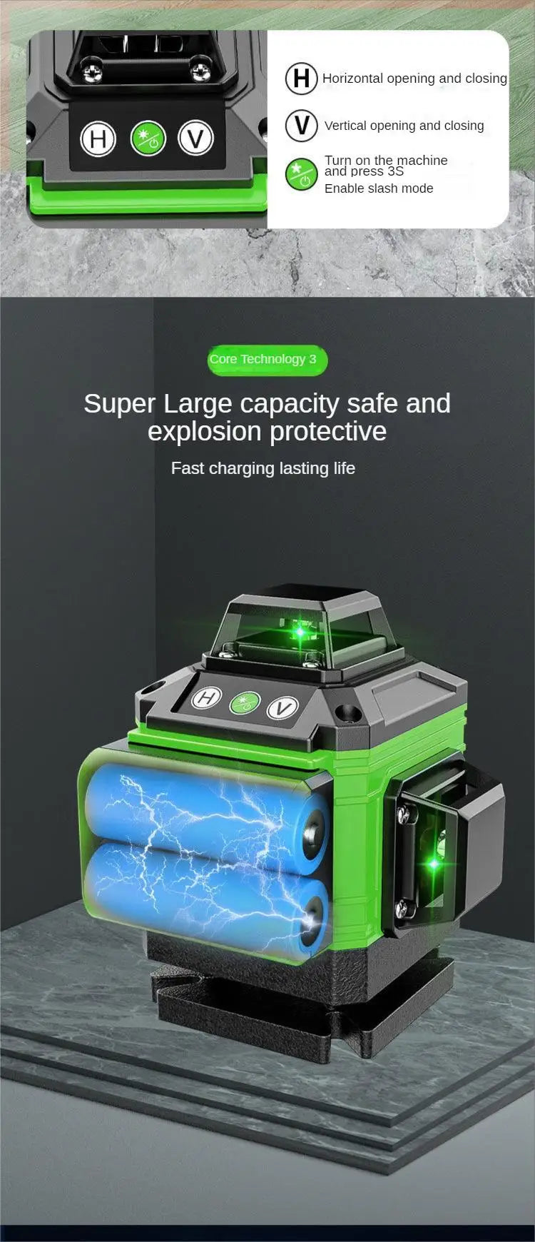 Laser-Wasserwaage 2025: 16/12 Lines 4D Laser Level Green SelfLeveling 360 Horizontal Vertical Super Powerful Collection