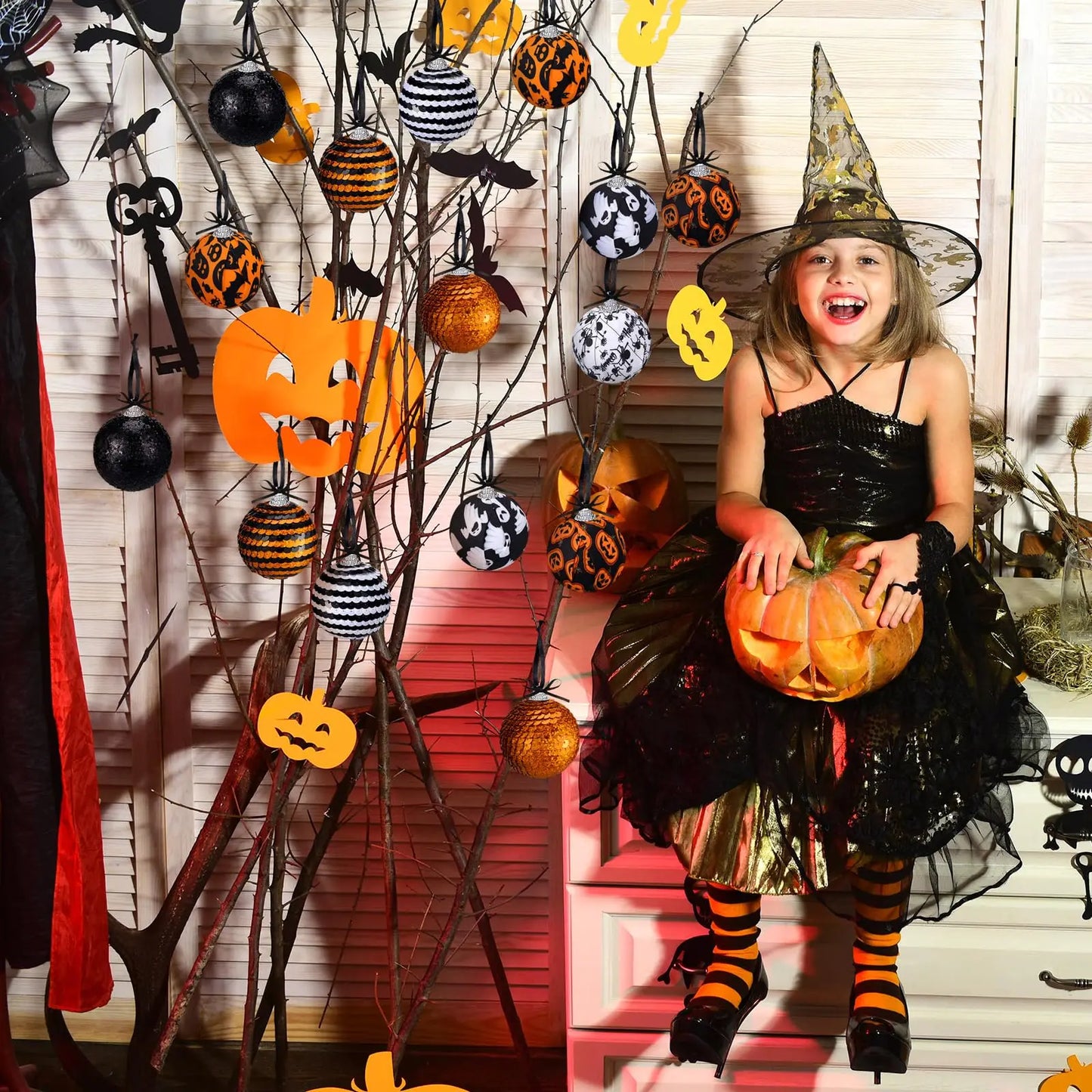 Guangdong Halloween Kugeln Bruchsicher - Inhalt 16 Stk Größe 5 Cm