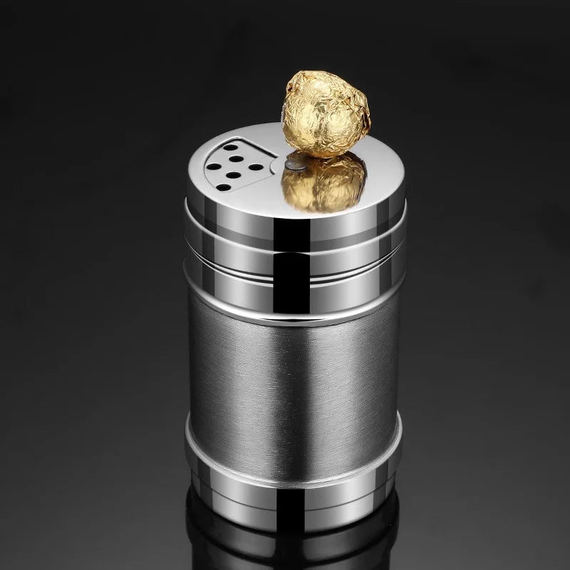 JJYY Salt Sugar Bottle Rotating Cover Multi-purpose Stainless Steel Kitchen Gadgets Spice Pepper Shaker Spice Jar Seasoning Can