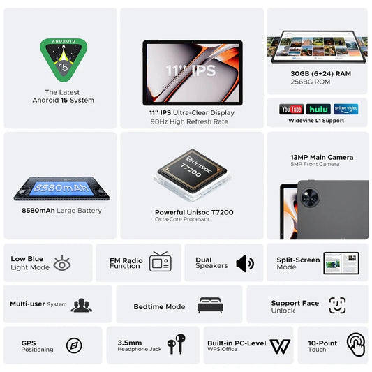 DOOGEE U11 Pro Android Tablet - 6GB RAM 11 Zoll Unisoc T7200