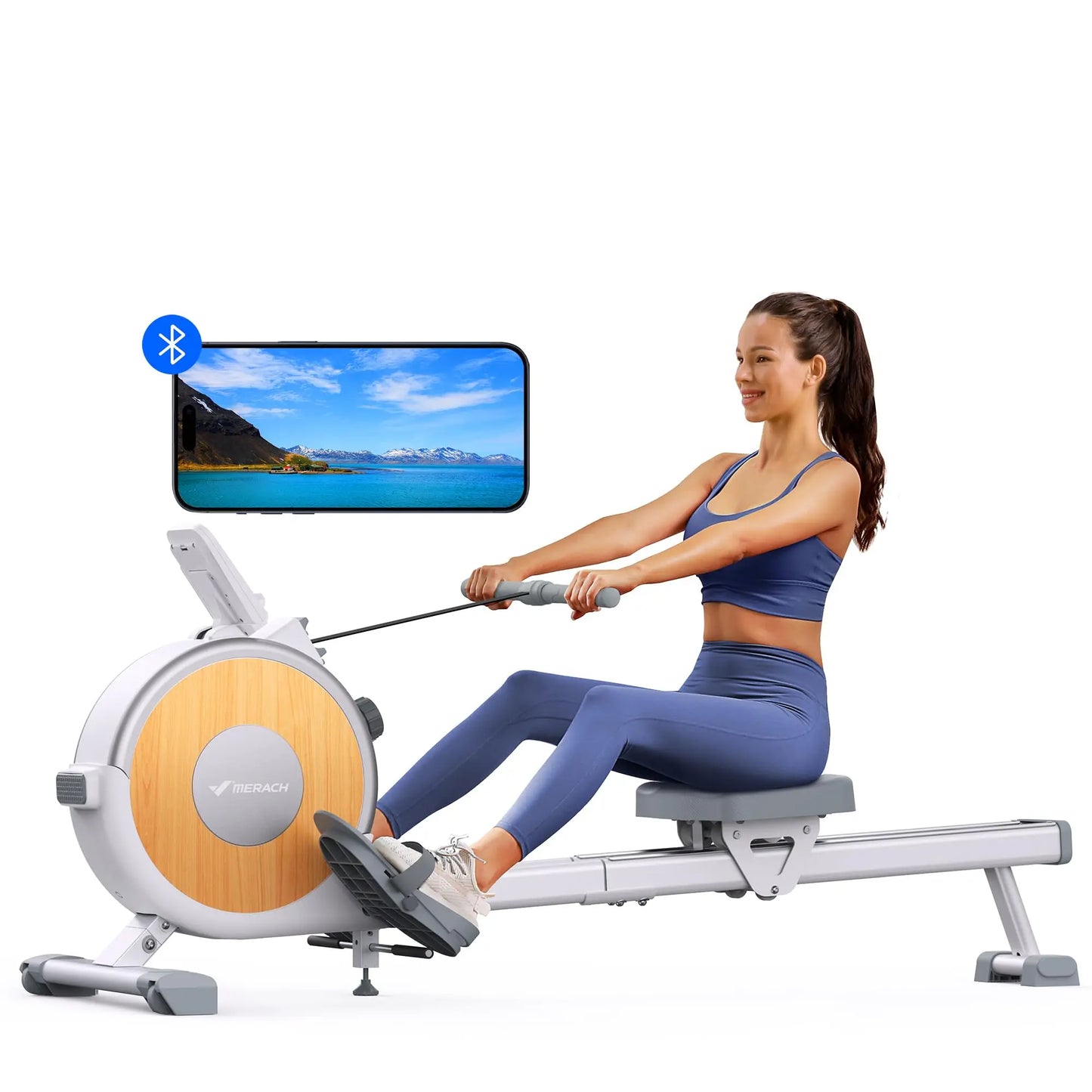 MERACH Rowing Machine Magnetic Rower Machine for Home 16 Levels Quiet Resistance Dual Slide Rail Max 350lb Weight Capacity R02