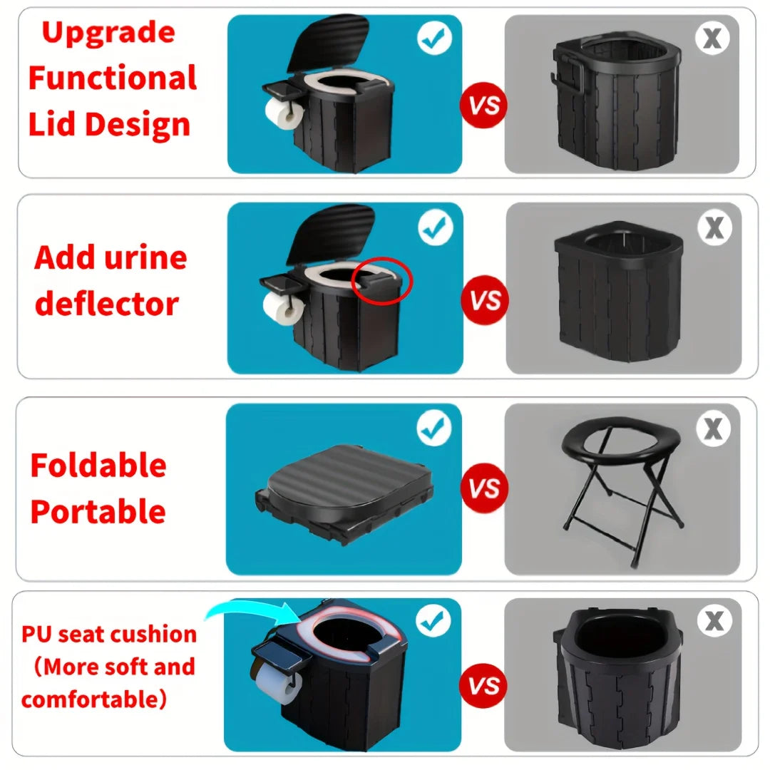 Camping-Toilette 2025: Folding Toilet Outdoor Closestool Portable Collapsible - AntiOdor Storage Box Car Toilet Adult SelfDriving Travel Emergency Collection