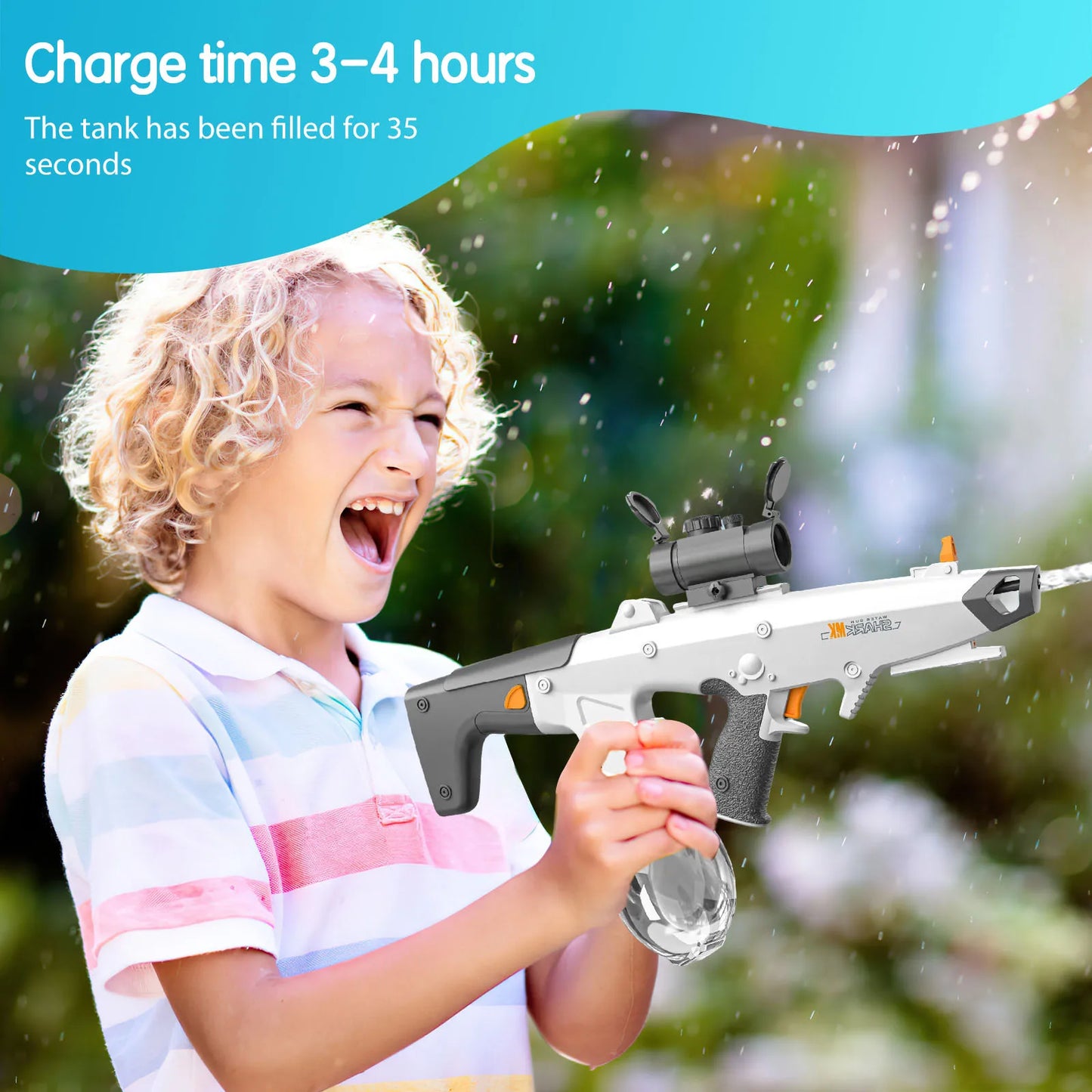 Wasserpistole 2025: Betuyoo Family Electric Water Gun 450ml 8-10m Range - 30Min Spray Fast Reload USB Charging Outdoor Summer Activity Collection