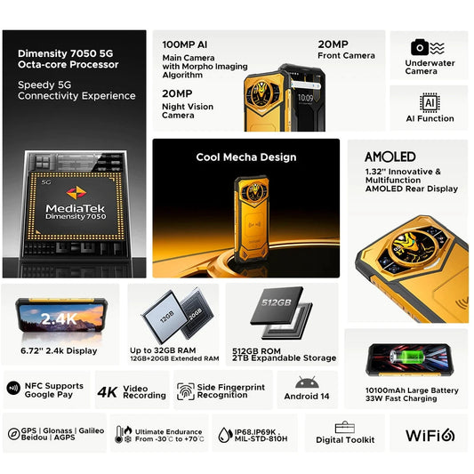 DOOGEE S200 X Robustes 5G - 10100 mAh, 33W Schnellladung, 6,72 Zoll Display