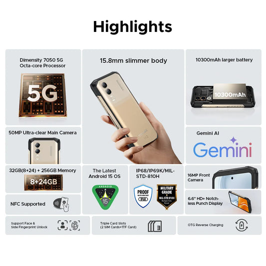 DOOGEE Blade20 Turbo Robustes 5G Smartphone - 10300 mAh, 33W, 6,6 Zoll