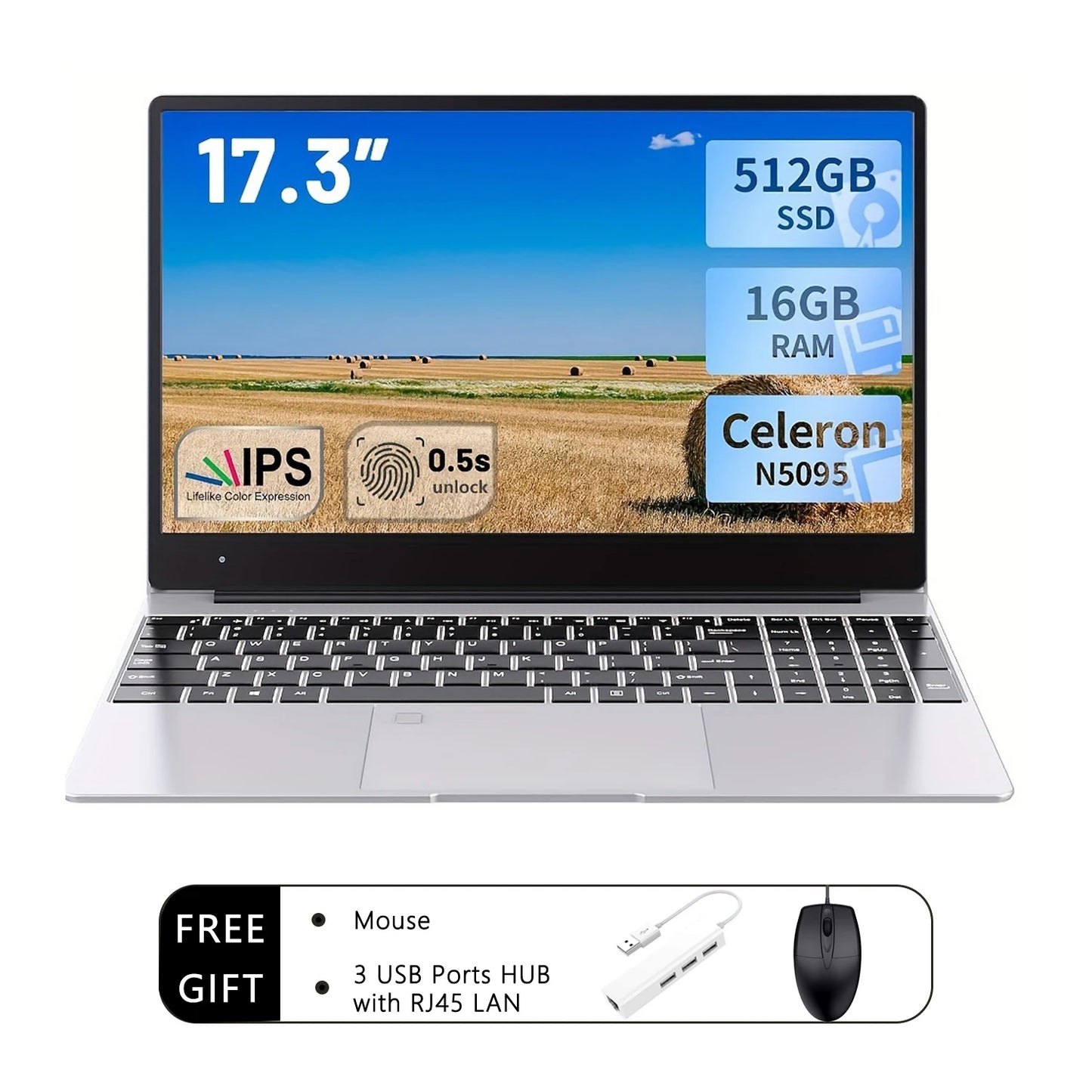 BLOSSOM 17,3-Zoll Notebook - Leicht, 16GB RAM, N5095