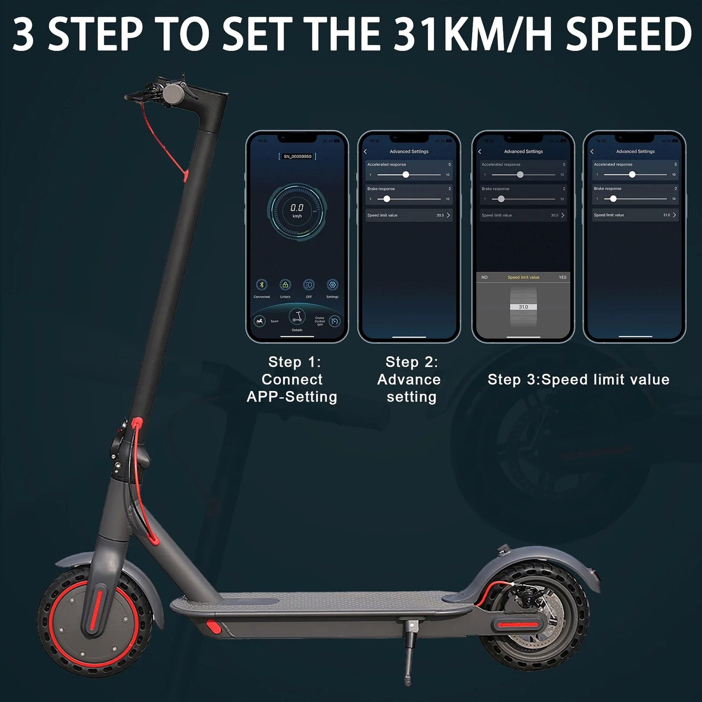 AOVOPRO Upgrate Smart App E-Scooter - Kapazität 7.8/10.5Ah, Leistung 350W/500W, Reichweite 25-45 KM