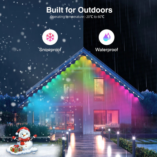 LuxFond RGBIC LED Lichterkette - 12 LED, 36V, IP68 Outdoor