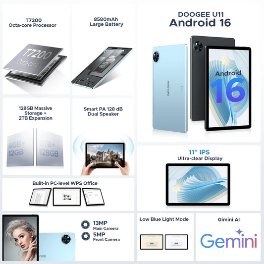 DOOGEE U11 Ultra Klar 90Hz Display - 11 Zoll, 128GB ROM, 8580mAh Akku