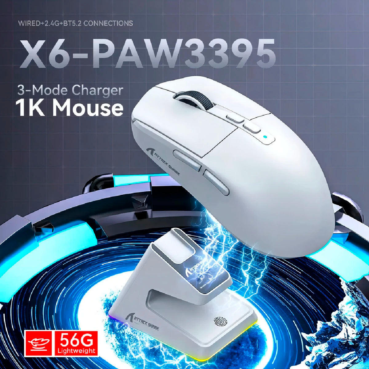 Hai paw3395 Kabellose Tri-Mode Maus - 500mAh 5W kompakt