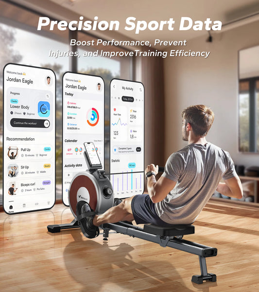 MERACH Rowing Machine Magnetic Rower Machine for Home 16 Levels Quiet Resistance Dual Slide Rail Max 350lb Weight Capacity R02