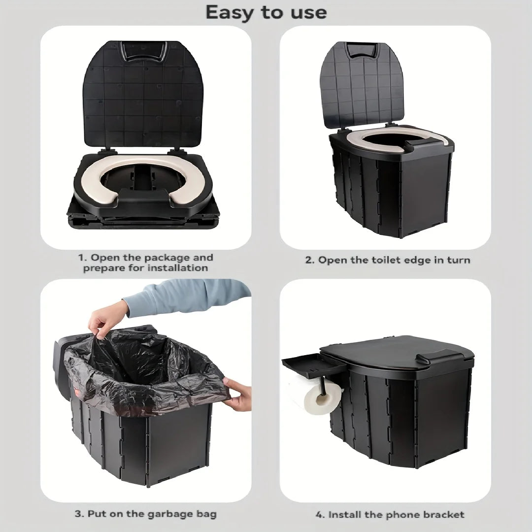 Camping-Toilette 2025: Folding Toilet Outdoor Closestool Portable Collapsible - AntiOdor Storage Box Car Toilet Adult SelfDriving Travel Emergency Collection