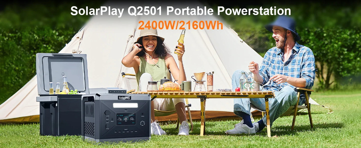 SOLARPLAY Semi-solid State Power Station 2500W 2400W Camping Supplies LiFePO4 Home Battery Portable Power Bank Generator US EU