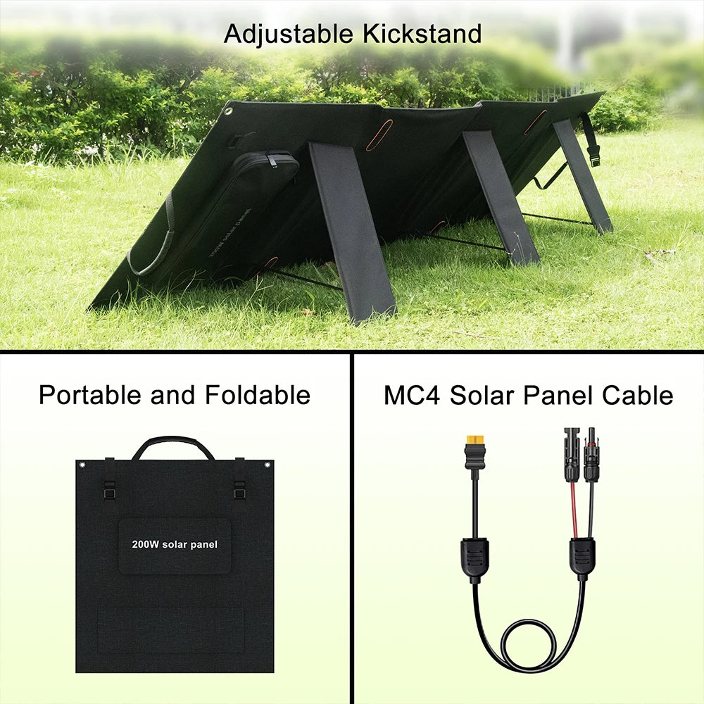 SOLARPLAY Foldable and Portable Solar Panel 400W (2*200w) Solar Battery Charger Outdoor Emergency Backup Power For Powerstation