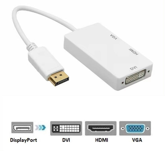 Convertor DisplayPort DREIKS 3 în 1 - rezoluție 1080p Ieșire HDMI DVI VGA pentru monitoare