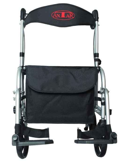 Rollator de transport cu scaun și suporturi pentru picioare, aluminiu, pliabil – AT51005