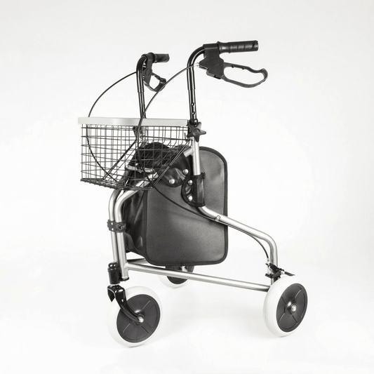 Rollator cu trei roți AT51029 – Aluminiu, reglabil, stabil până la 120 kg