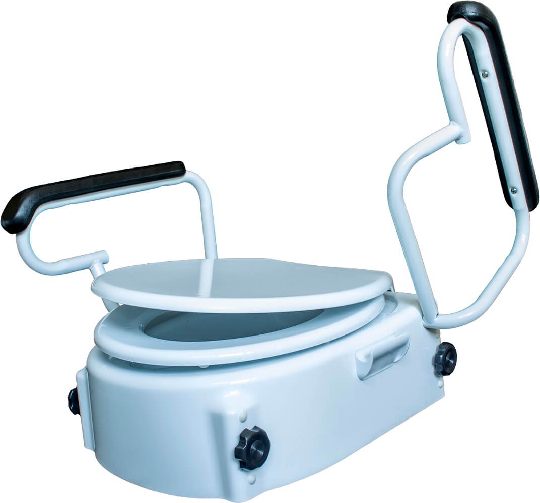 Înălțime reglabilă pentru scaunul de toaletă cu cotiere și capac – AT51204