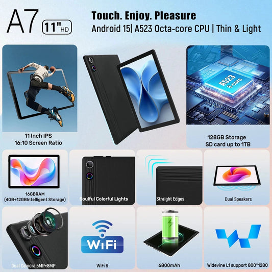 URAO A7 Android 15 - 11 Zoll Display, 16 GB RAM, 128 GB Speicher