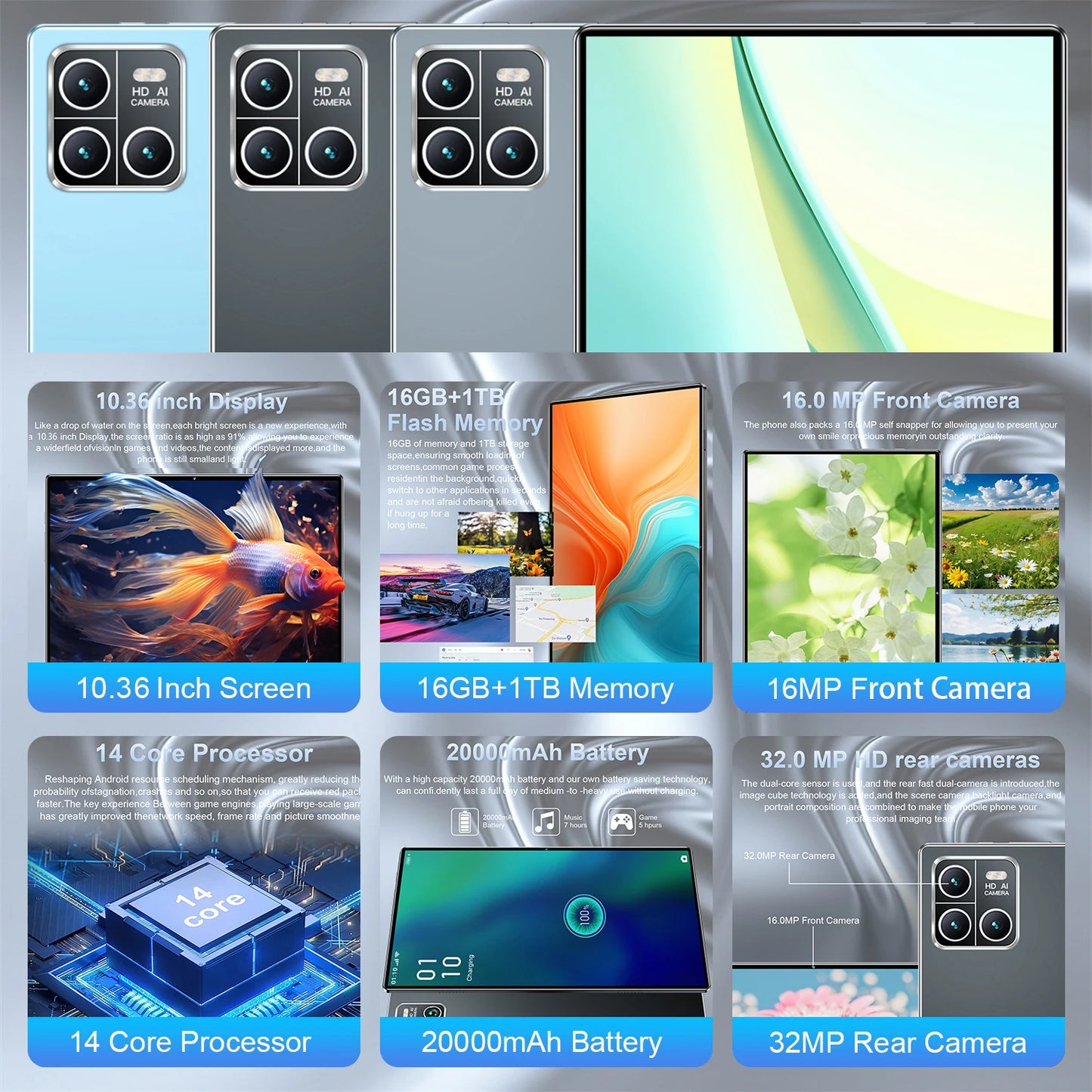 Tabletă XenoTab M10 5G - 10,36 inch, 16GB/1TB, 20000mAh