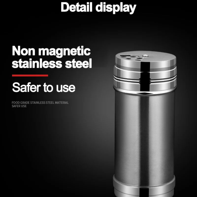 JJYY Salt Sugar Bottle Rotating Cover Multi-purpose Stainless Steel Kitchen Gadgets Spice Pepper Shaker Spice Jar Seasoning Can