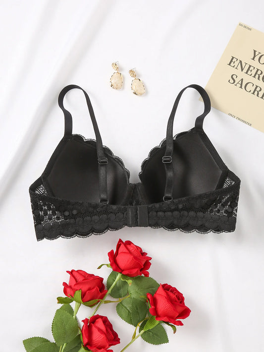 Women's elegant lace comfortable breathable lingerie underwire push-up  bra B C D cup bra in multiple colors to choose from