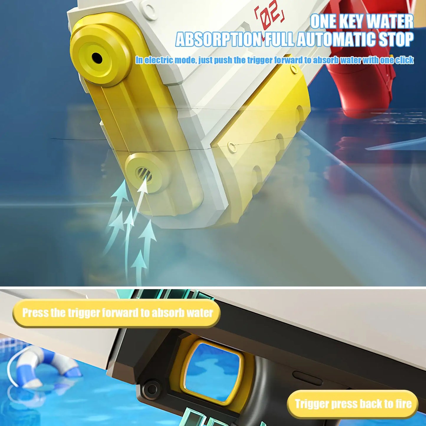 Wasserpistole 2025: Betuyoo Family Electric Water Gun 450ml 8-10m Range - 30Min Spray Fast Reload USB Charging Outdoor Summer Activity Collection