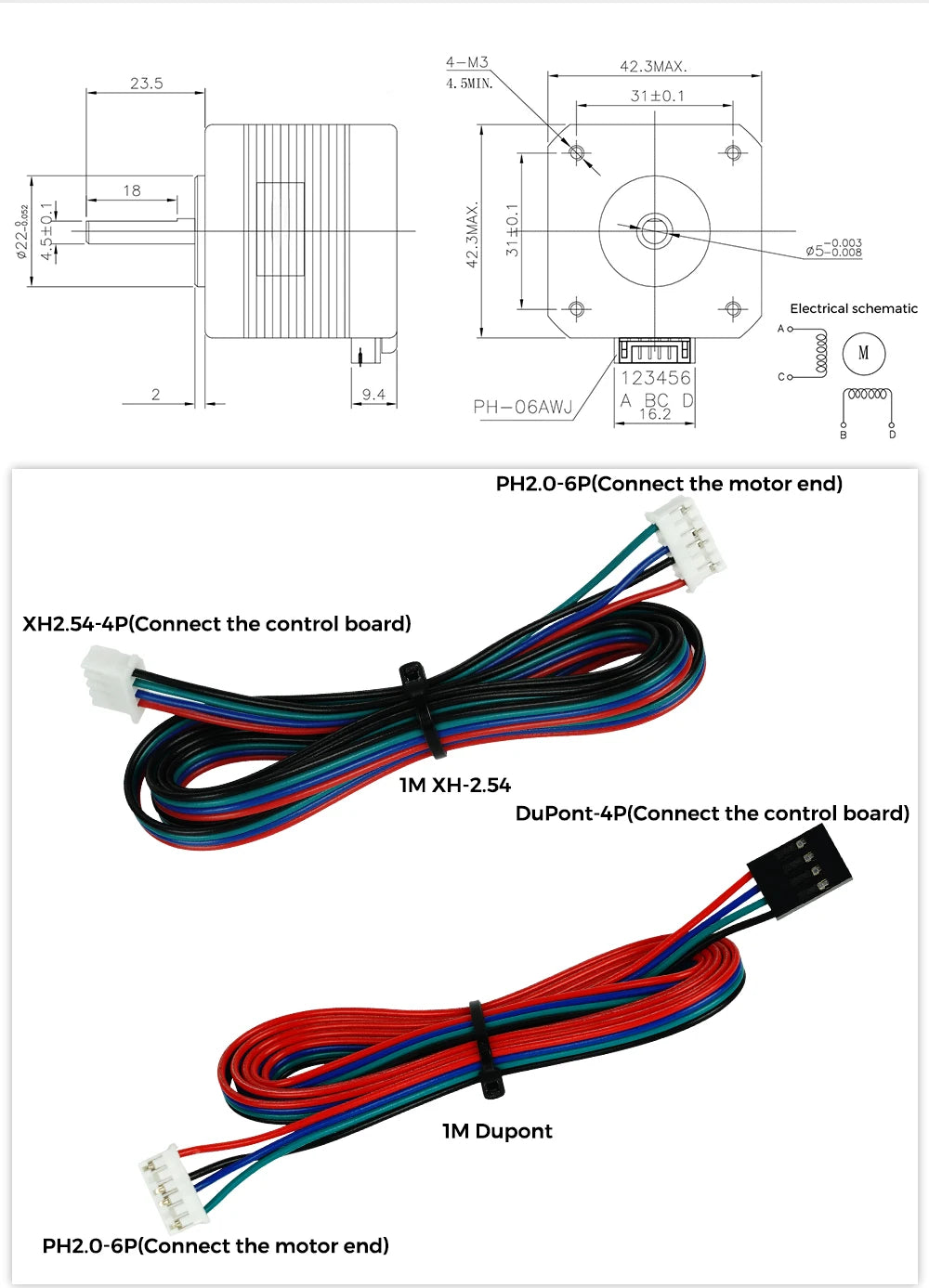 5Pcs Usongshine Nema17 Stepper Motor 17HS4401