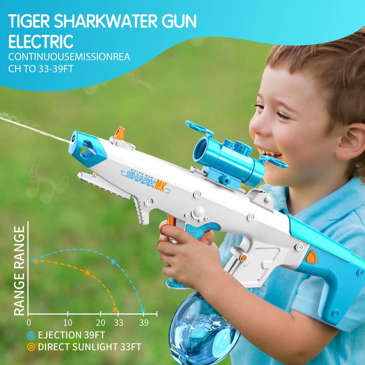 Wasserpistole 2025: Betuyoo Family Electric Water Gun 450ml 8-10m Range - 30Min Spray Fast Reload USB Charging Outdoor Summer Activity Collection