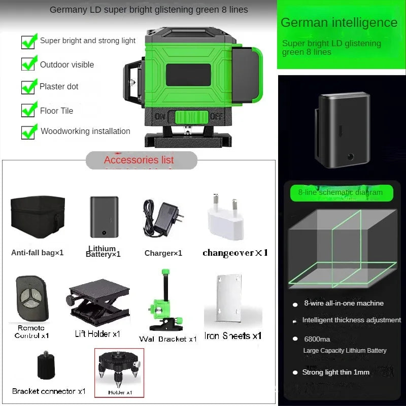 Laser-Wasserwaage 2025: 16/12 Lines 4D Laser Level Green SelfLeveling 360 Horizontal Vertical Super Powerful Collection