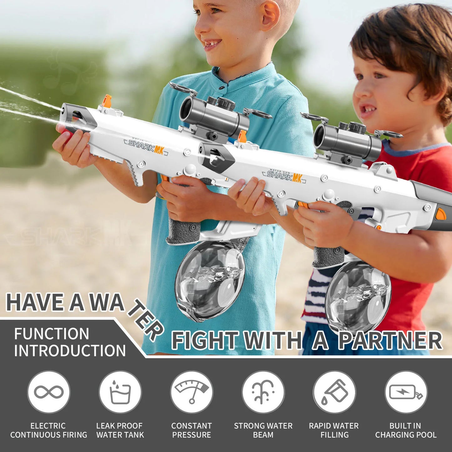 Wasserpistole 2025: Betuyoo Family Electric Water Gun 450ml 8-10m Range - 30Min Spray Fast Reload USB Charging Outdoor Summer Activity Collection