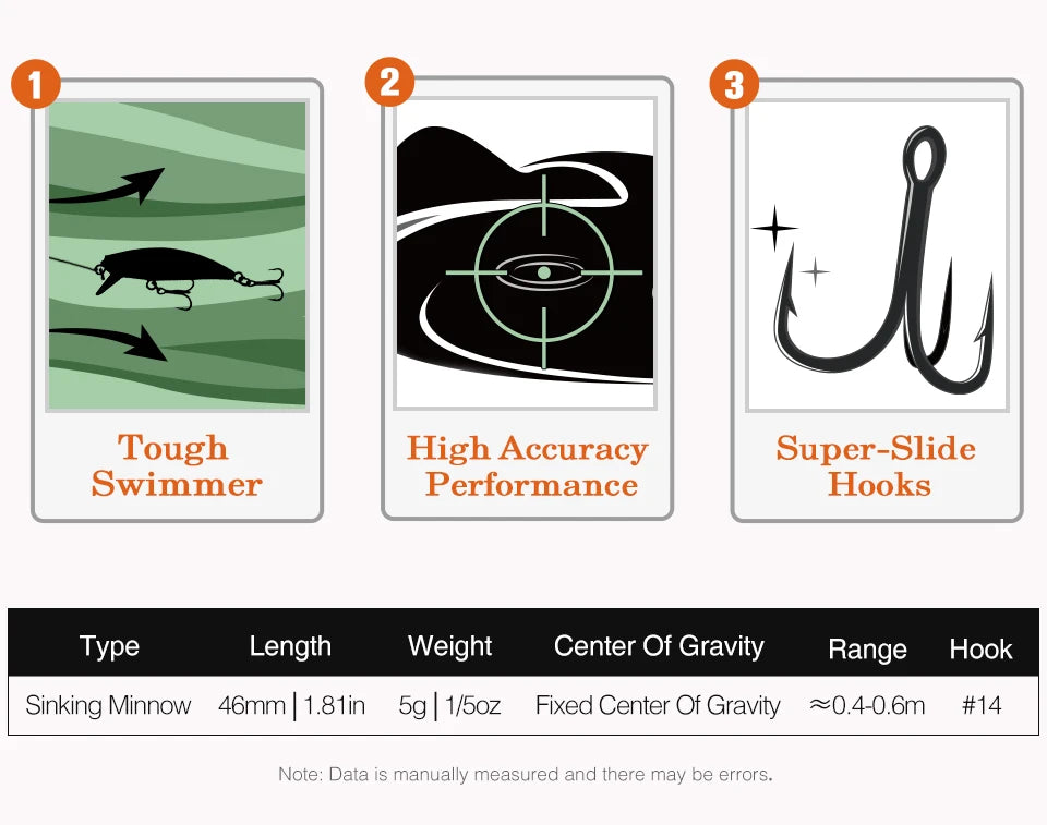 TSURINOYA 46S Sinking Minnow Fishing Lure Intruder 46mm 5g Artificial Trout Ajing Stream Lake Jerkbait Rockfishing Hard Baits