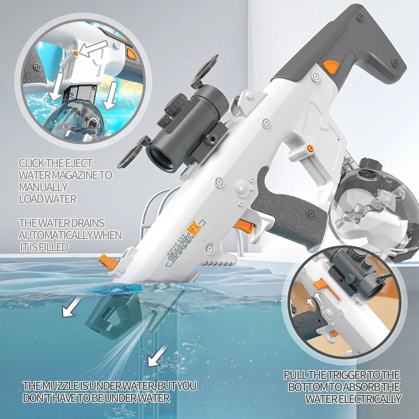 Wasserpistole 2025: Betuyoo Family Electric Water Gun 450ml 8-10m Range - 30Min Spray Fast Reload USB Charging Outdoor Summer Activity Collection