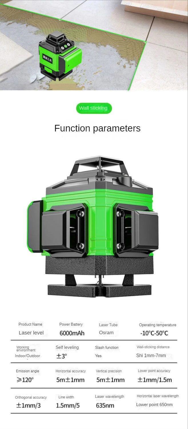 Laser-Wasserwaage 2025: 16/12 Lines 4D Laser Level Green SelfLeveling 360 Horizontal Vertical Super Powerful Collection
