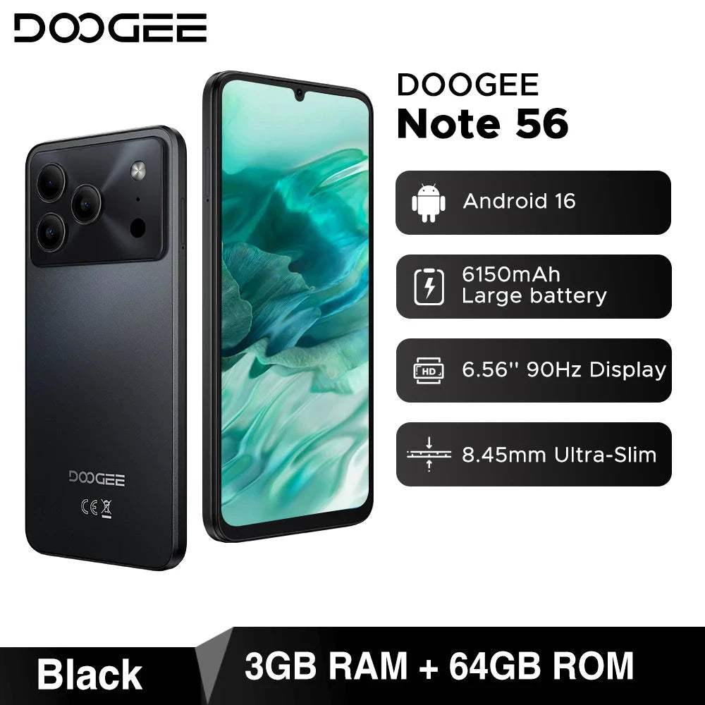 DOOGEE Note 56 Großer Akku - 6150 mAh, 6,56 Zoll Display, 90 Hz