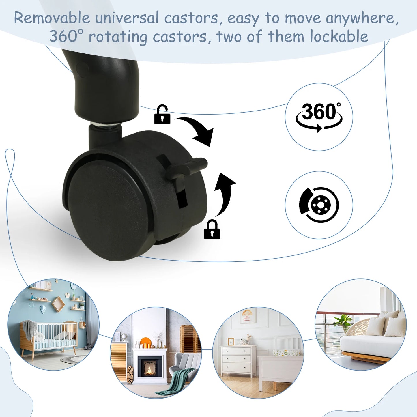 Masă de schimbat bebeluși 2025 - WOLTU Pliabilă, cu înălțime reglabilă - Depozitare cu roți, mobilier metalic pentru copii