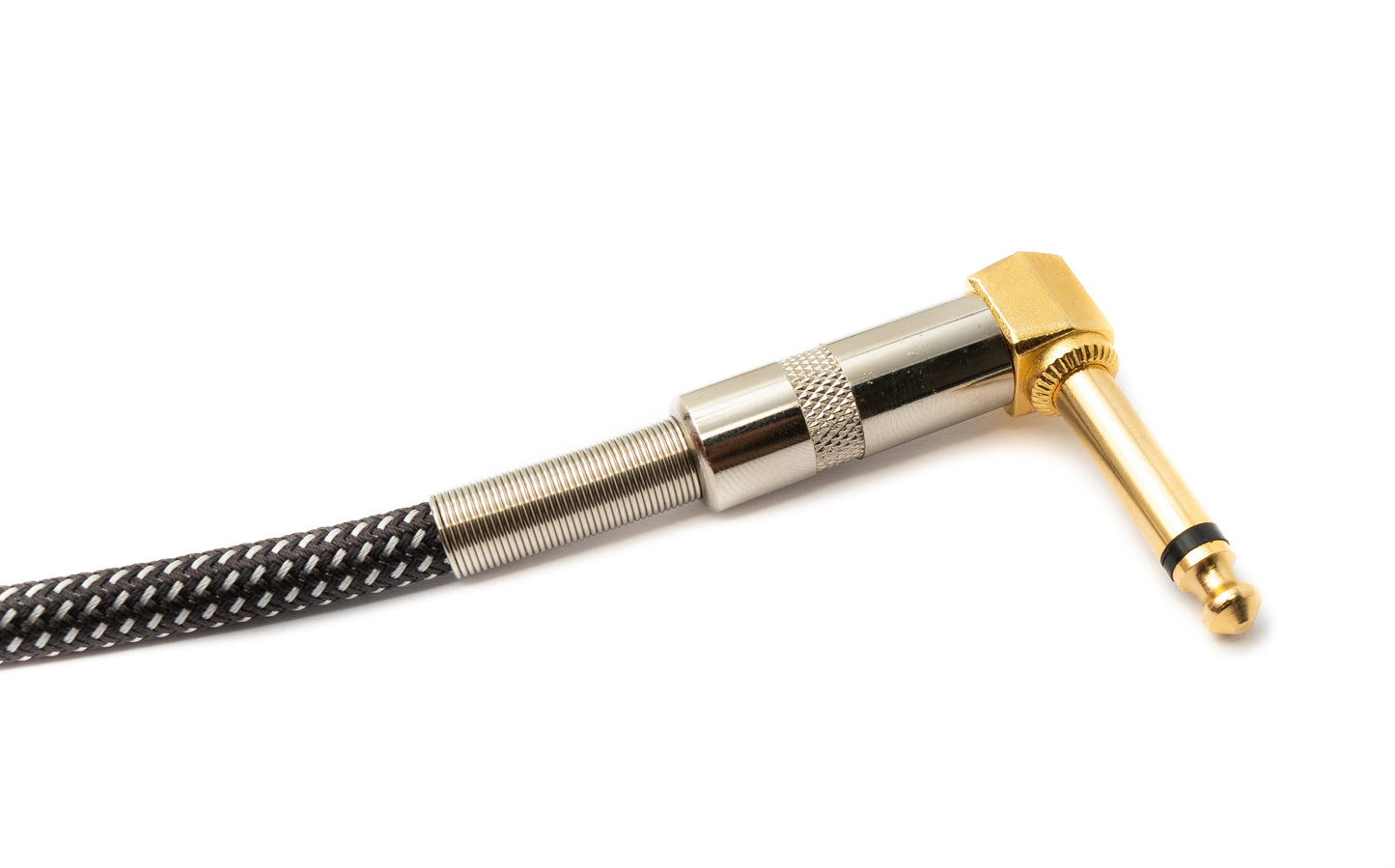 SYSTEM-S Audio Kabel 100 cm 6.35 mm Klinke Stecker zu Stecker Winkel Nylon geflochten Knickschutz AUX