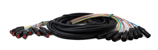 SYSTEM-S Audio Kabel 10 m XLR 3 polig 8x Stecker zu 8x Buchse AUX in Schwarz