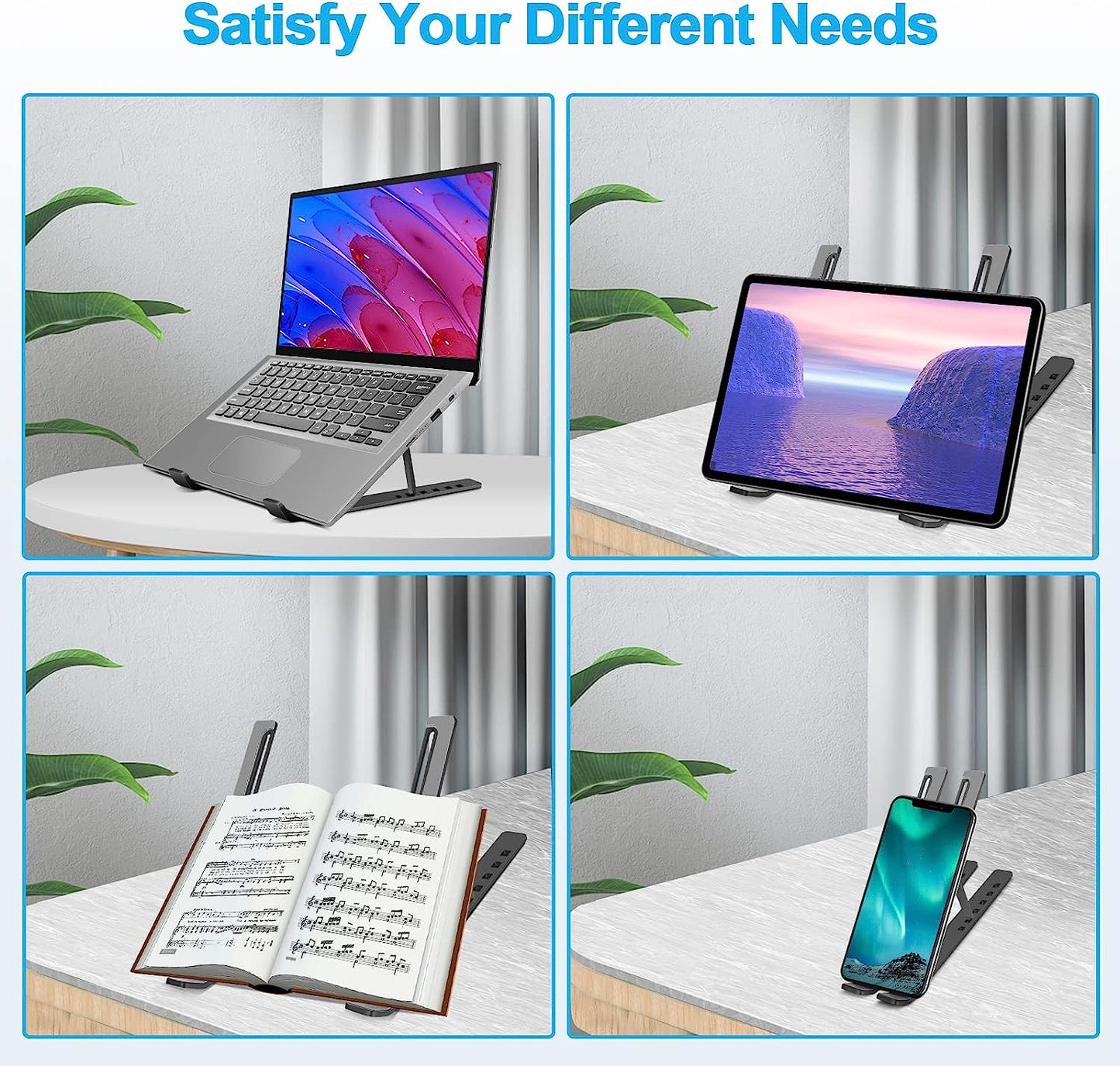 DREIKS Laptop Ständer Verstellbar - 9 Höhenstufen, Aluminium-Dreiecksstruktur, Anti-Rutsch-Silikonauflagen